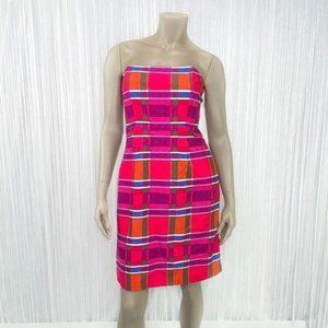 BANANA REPUBLIC Strapless Colorful Plaid Dress 6